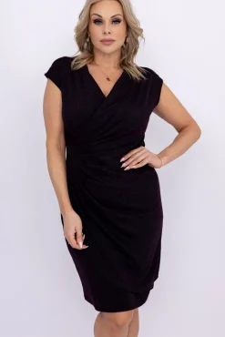 Polski Czarno-amarantowa Sukienka błyszcząca VENGA