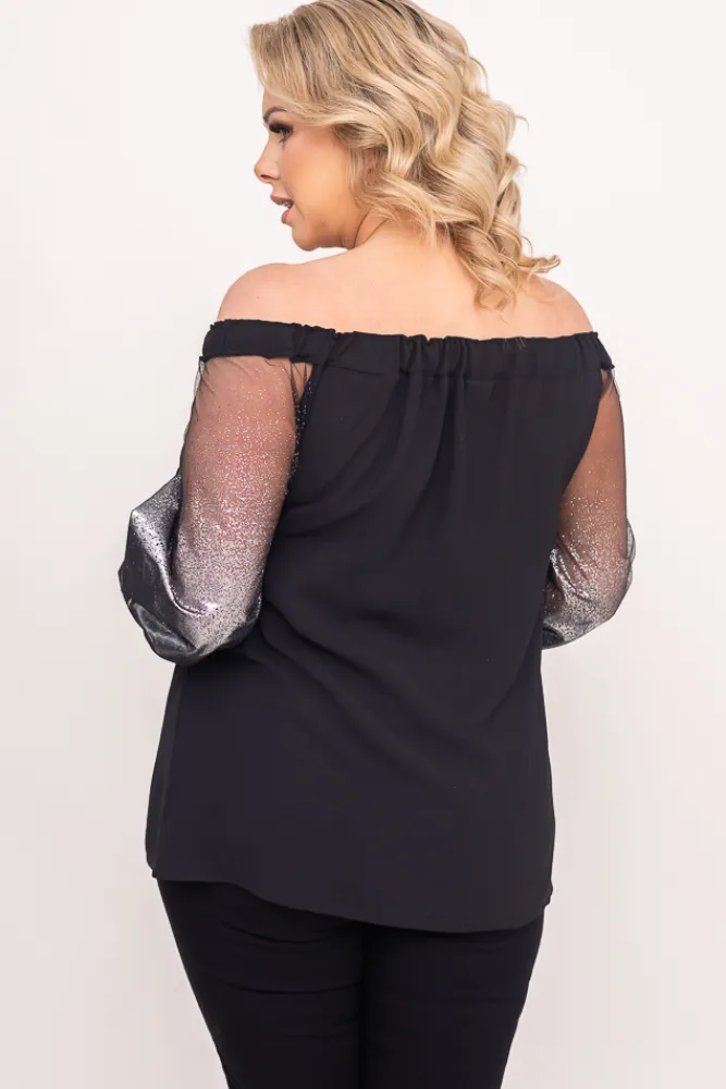 Damskie Polski Czarno-Srebrna Bluzka LAURES