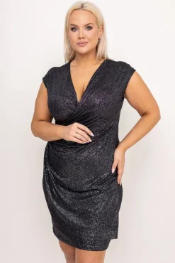 Polski Czarno-srebrna Sukienka brokatowa VENZIN