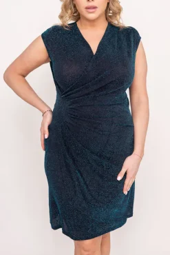 Polski Czarno-turkusowa Sukienka błyszcząca VENGA