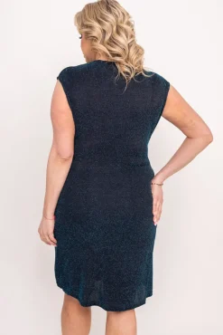 Polski Czarno-turkusowa Sukienka błyszcząca VENGA