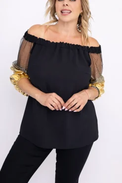 Damskie Polski Czarno-Złota Bluzka LAURES