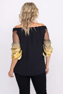 Damskie Polski Czarno-Złota Bluzka LAURES