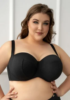 Polski Czarny Biustonosz od stroju kąpielowego BEACH Soft Side Support