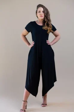 Damskie Włoski Czarny kombinezon ARABIS