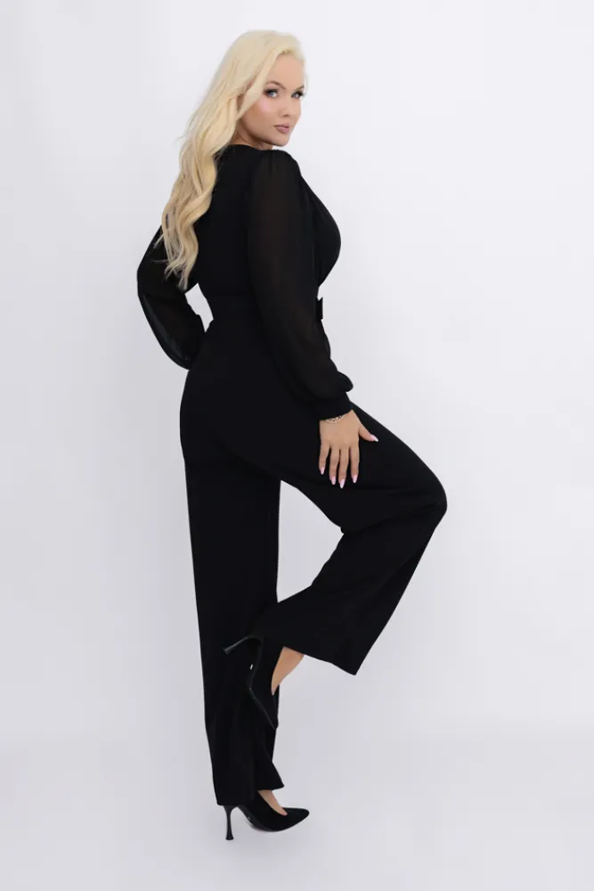 Damskie Włoski Kombinezon z prześwitującymi rękawami KOBERI