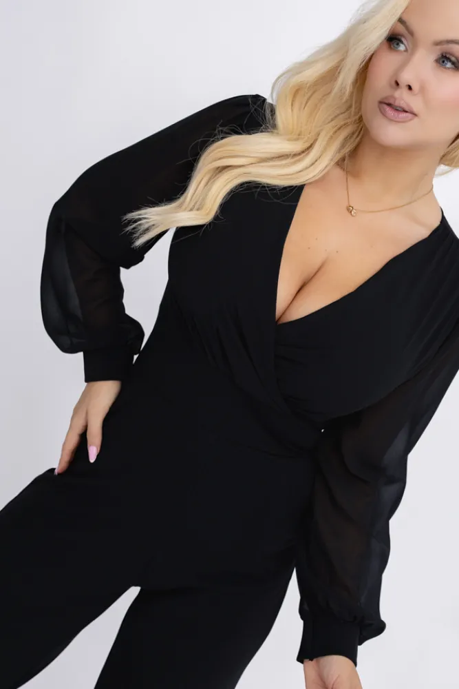 Damskie Włoski Kombinezon z prześwitującymi rękawami KOBERI