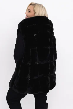 Damskie Włoski Kożuszek z kapturem FIRIO