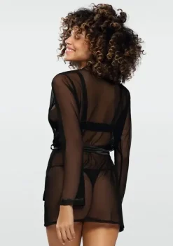 Polski Czarny Peniuar tiulowy AISHA