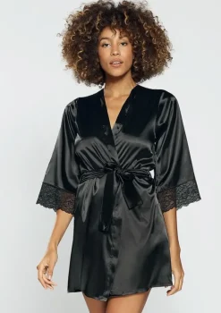 Polski Czarny Szlafrok satynowy NIKOLA