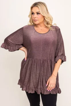 Damskie Polski Czekoladowa Bluzka brokatowa MISTI