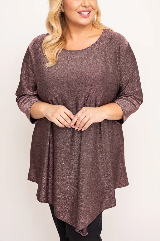 Damskie Polski Czekoladowa Bluzka błyszcząca GENTI