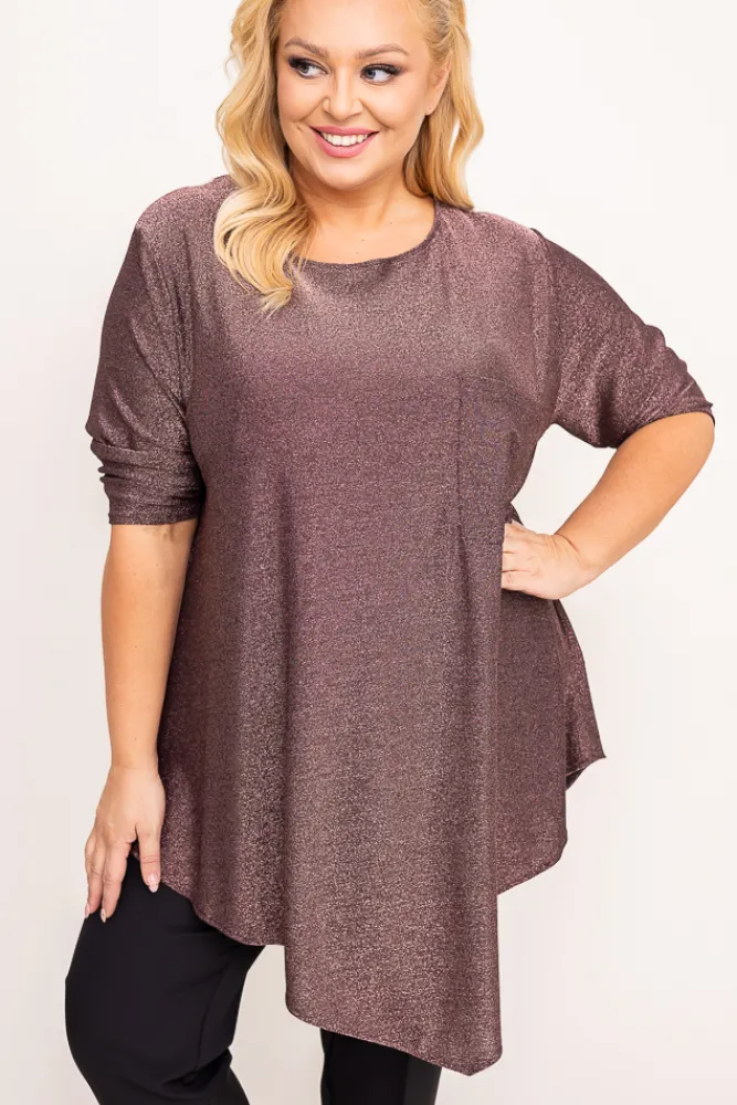 Damskie Polski Czekoladowa Bluzka błyszcząca GENTI