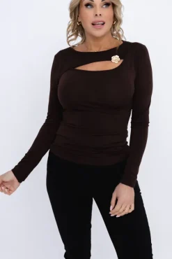 Damskie Włoski Czekoladowa Bluzka elegancka DENORI