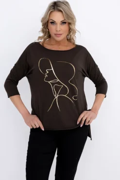 Damskie Włoski Czekoladowa Bluzka REVUMI Wzór 13