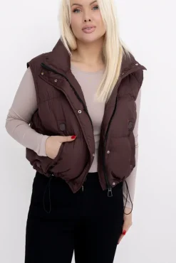 Damskie Czekoladowa Kamizelka ocieplana BISHIO