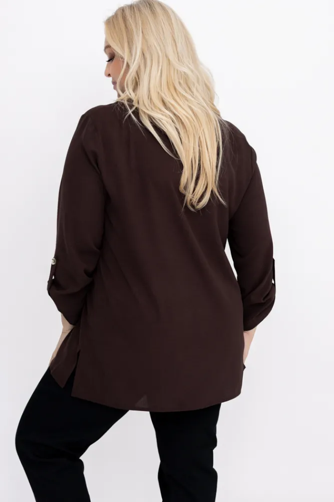 Damskie Polski Czekoladowa Koszula SAVIA