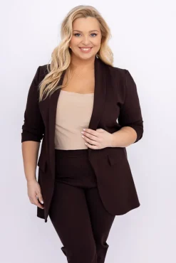 Damskie Polski Czekoladowa Marynarka CINTA