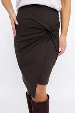 Włoski Czekoladowa Spódnica ołówkowa TEBERNE