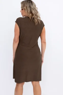 Polski Czekoladowa Sukienka brokatowa VENZIN