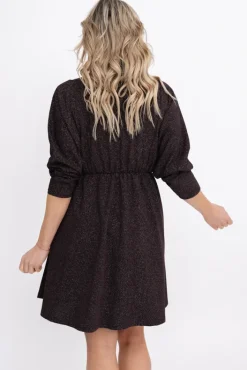 Włoski Czekoladowa Sukienka błyszcząca LORINO