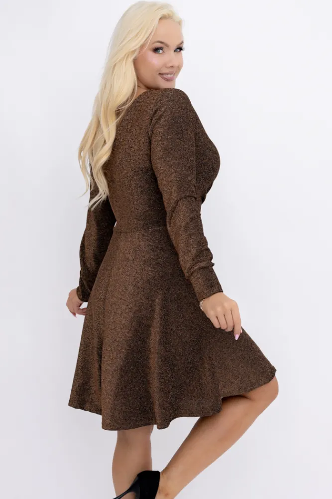 Włoski Czekoladowa Sukienka błyszcząca RASTORI