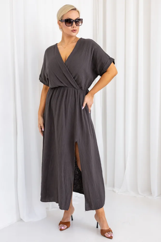 Włoski Czekoladowa Sukienka muślinowa SHEGENI