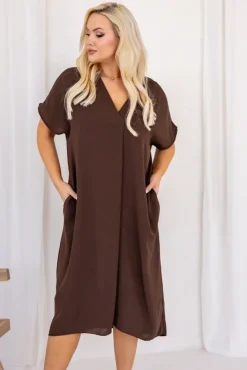Włoski Czekoladowa Sukienka NASTI