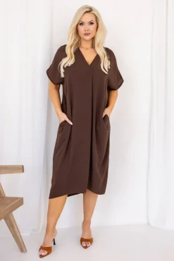 Włoski Czekoladowa Sukienka NASTI