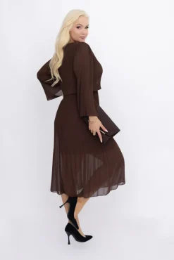 Włoski Czekoladowa Sukienka szyfonowa SIMENI
