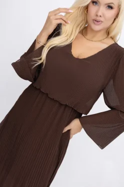 Włoski Czekoladowa Sukienka szyfonowa SIMENI