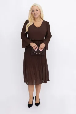 Włoski Czekoladowa Sukienka szyfonowa SIMENI