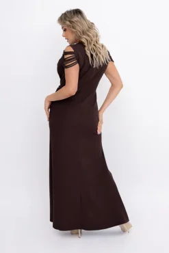 Polski Czekoladowa Sukienka z łańcuszkiem SARIA