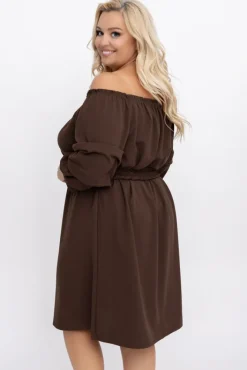 Włoski Czekoladowa Sukienka z paskiem VOUGI