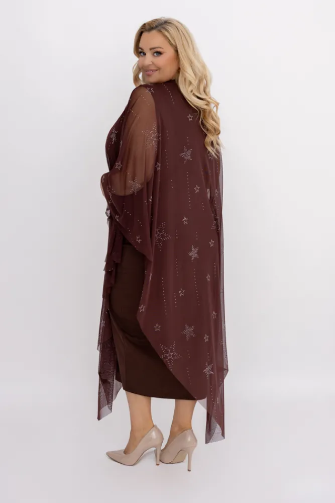 Włoski Czekoladowa Sukienka z siateczką BASTORIA Wzór 2