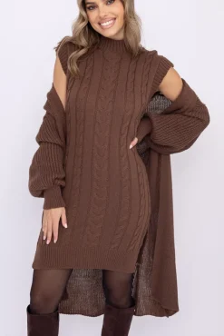 Damskie Włoski Czekoladowy Komplet sweterkowy ROSA