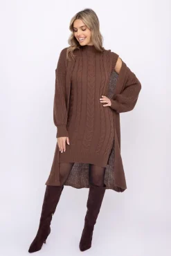 Damskie Włoski Czekoladowy Komplet sweterkowy ROSA
