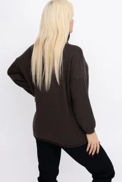 Damskie Włoski Czekoladowy Sweter z golfem XENTI