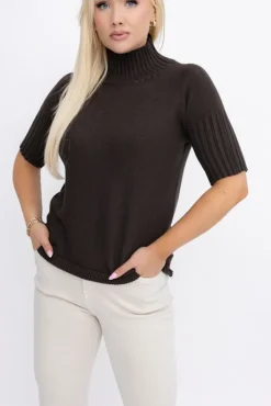 Damskie Włoski Czekoladowy Sweterek z półgolfem ZURGENA