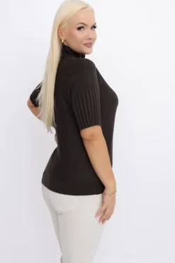 Damskie Włoski Czekoladowy Sweterek z półgolfem ZURGENA