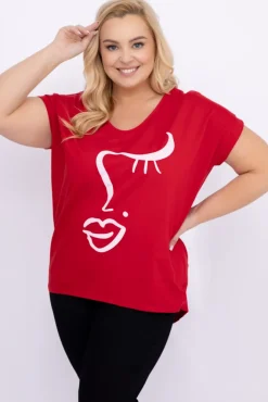 Damskie Włoski Czerwona Bluzka REZINO