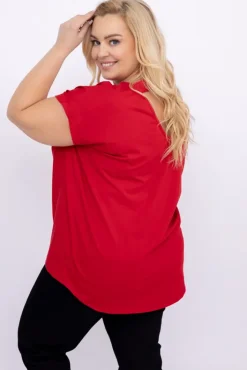 Damskie Włoski Czerwona Bluzka REZINO