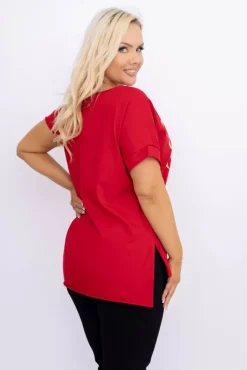 Damskie Włoski Czerwona Bluzka SUNRISE Wzór 14
