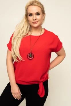 Damskie Włoski Czerwona Bluzka z wisiorkiem FAIRY