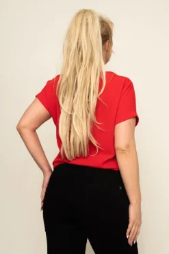 Damskie Włoski Czerwona Bluzka z wisiorkiem FAIRY