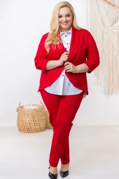 Damskie Polski Czerwona Marynarka BAKIOLA Plus Size