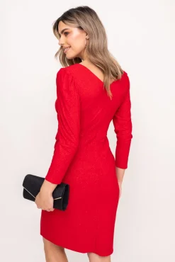 Polski Czerwona Sukienka brokatowa MAESSA