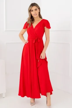 Polski Czerwona Sukienka brokatowa HESIO