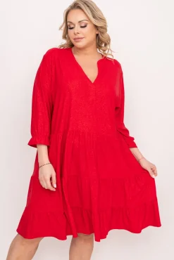 Polski Czerwona Sukienka brokatowa KLENI