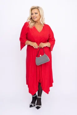 Polski Czerwona Sukienka brokatowa KENZI